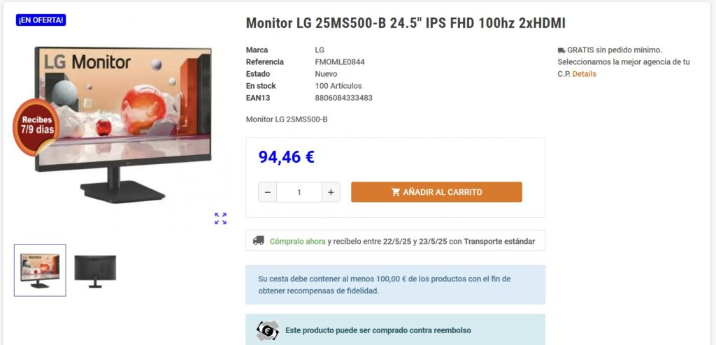 monitor LG 25MS500